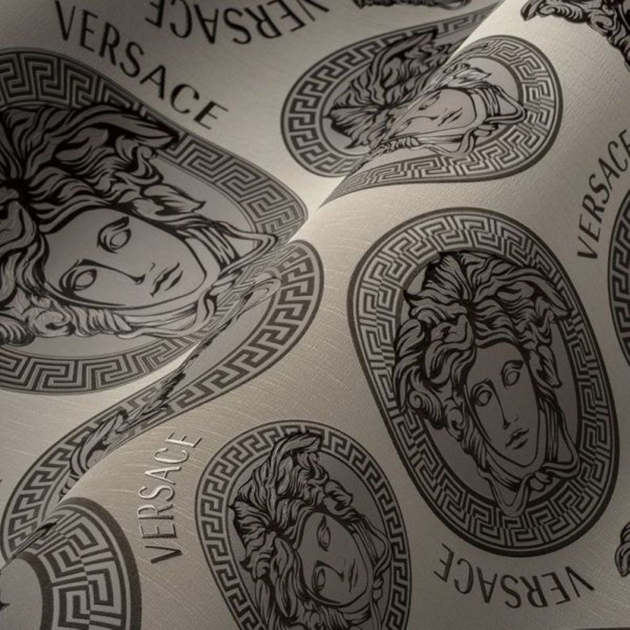 Papier peint Versace 5 Virtus motif Méduse gris