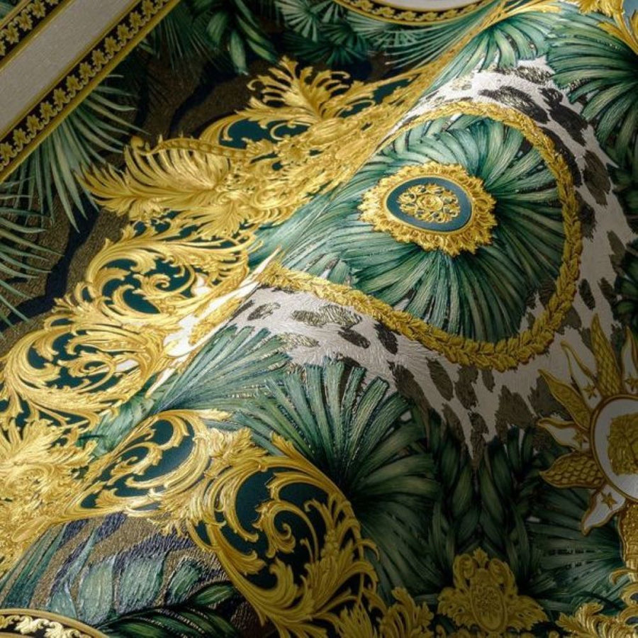 Papier peint Versace 5 Virtus motif carreaux or