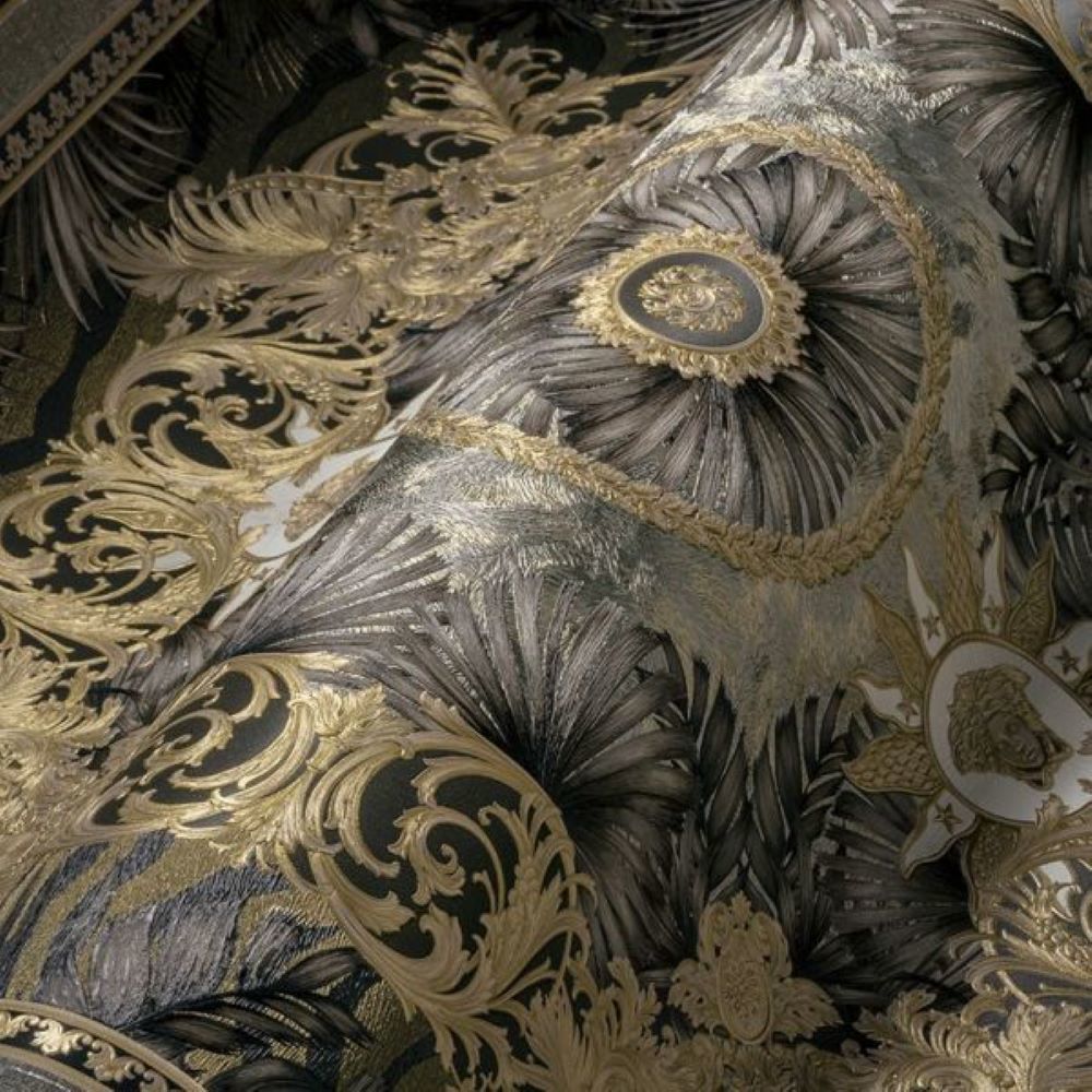 Papier peint collection Versace 5 motif carreaux brun