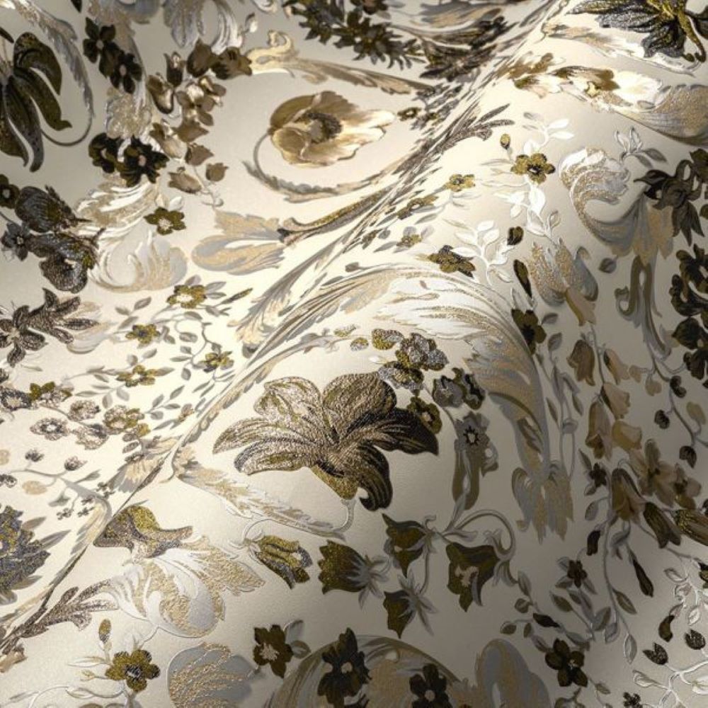Papier peint collection Versace 5 motif baroque brun