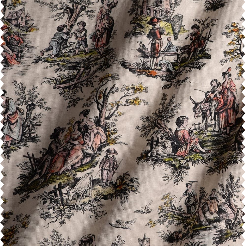Tissu en lin imprimé pour rideaux et ameublement