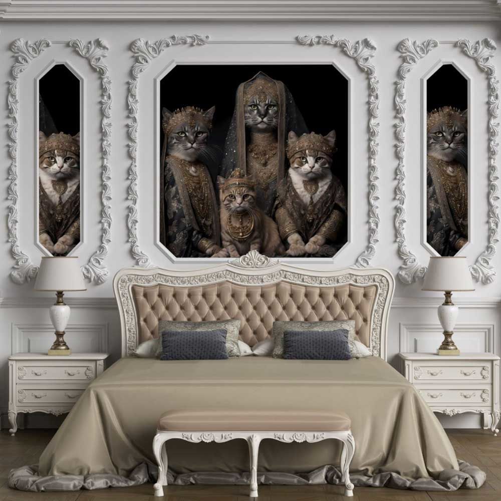 Papier peint chats roi, reine et princesse