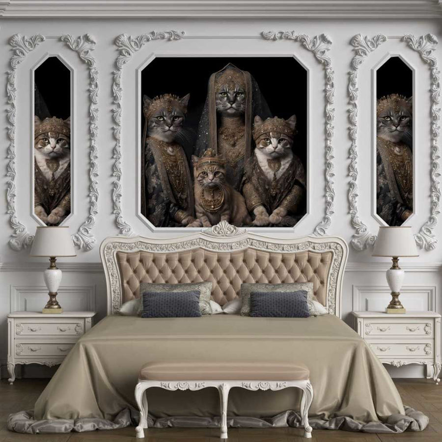 Papier peint chats roi, reine et princesse