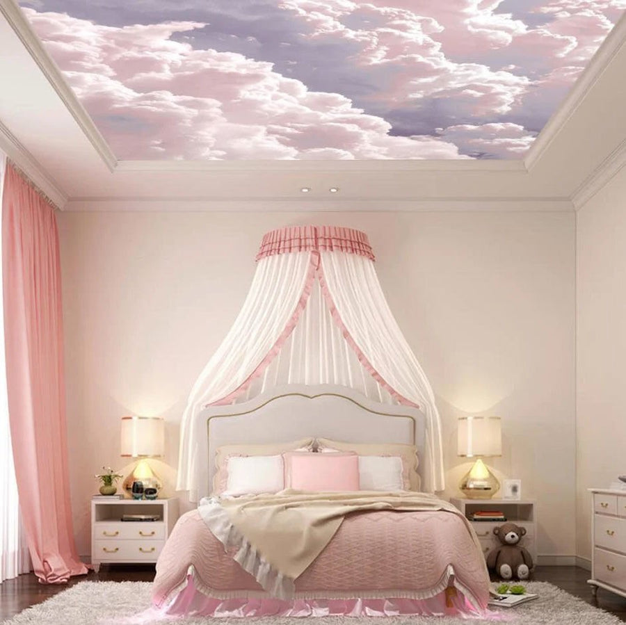 Papier peint nuages roses dans le ciel
