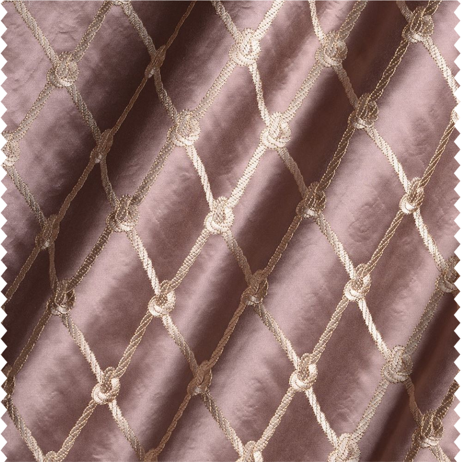 Tissu à rideaux et d'ameublement brodé sur fond satiné
