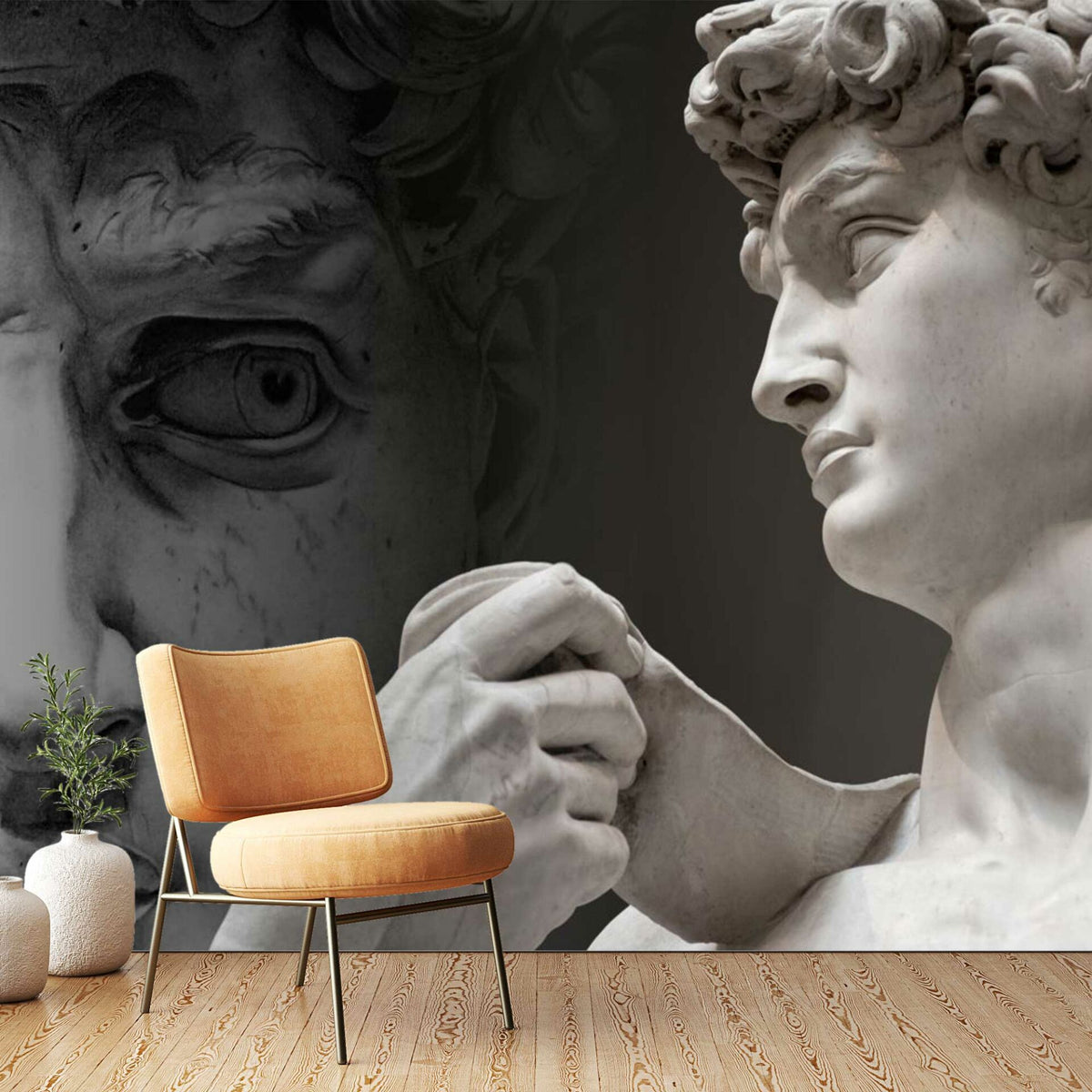 Papier peint statue de David en relief 3D