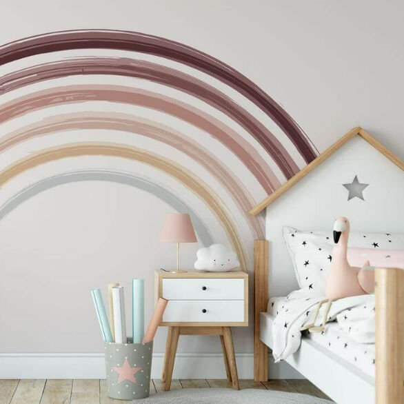 Papier peint panoramique enfant arc-en-ciel moderne