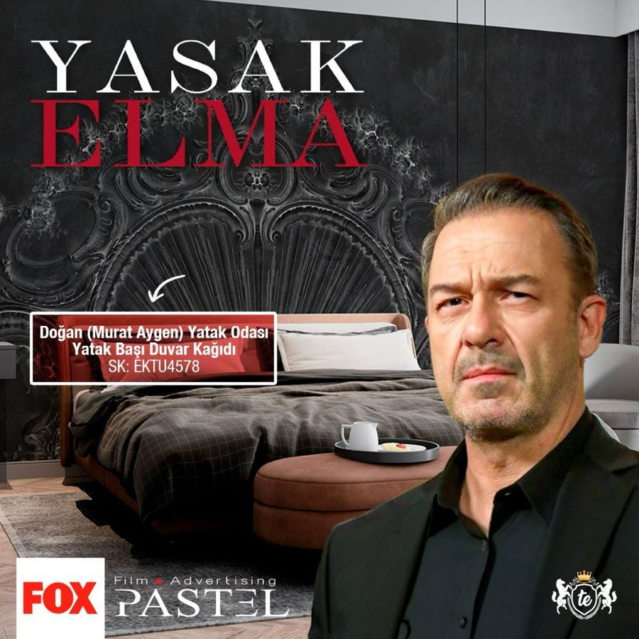 Papier peint tête de lit de la chambre de Doğan (Murat Aygen), série Yasak Elma