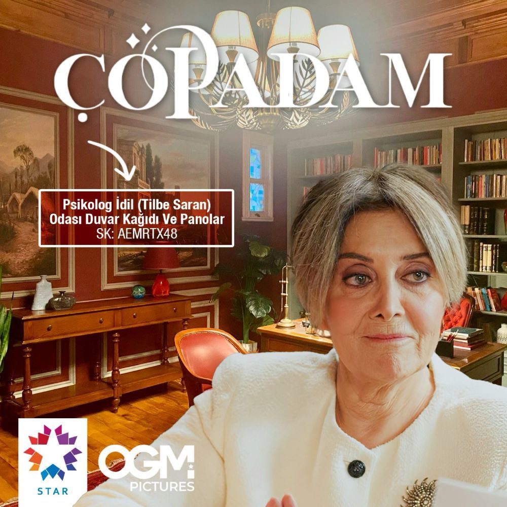 Papier peint et panneaux du cabinet de la psychologue İdil (Tilbe Saran), série Çöp Adam