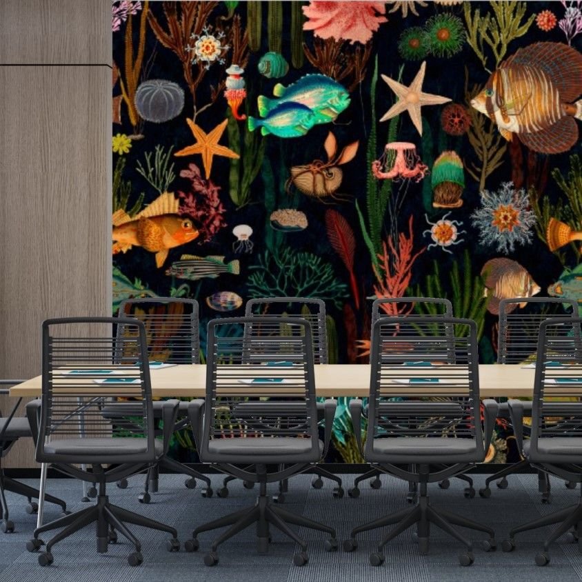 Papier peint poissons exotiques des profondeurs de l'océan