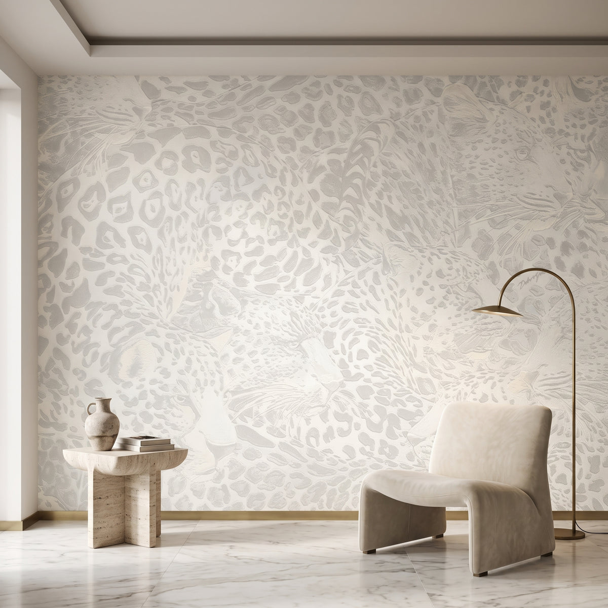 Papier peint Dolce Gabbana léopards blancs