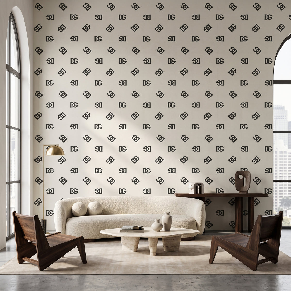 Papier peint collection Dolce Gabbana logo noir et blanc