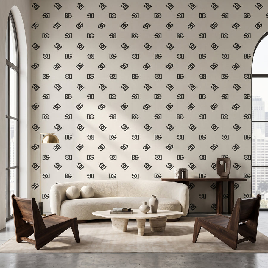 Papier peint collection Dolce Gabbana logo noir et blanc