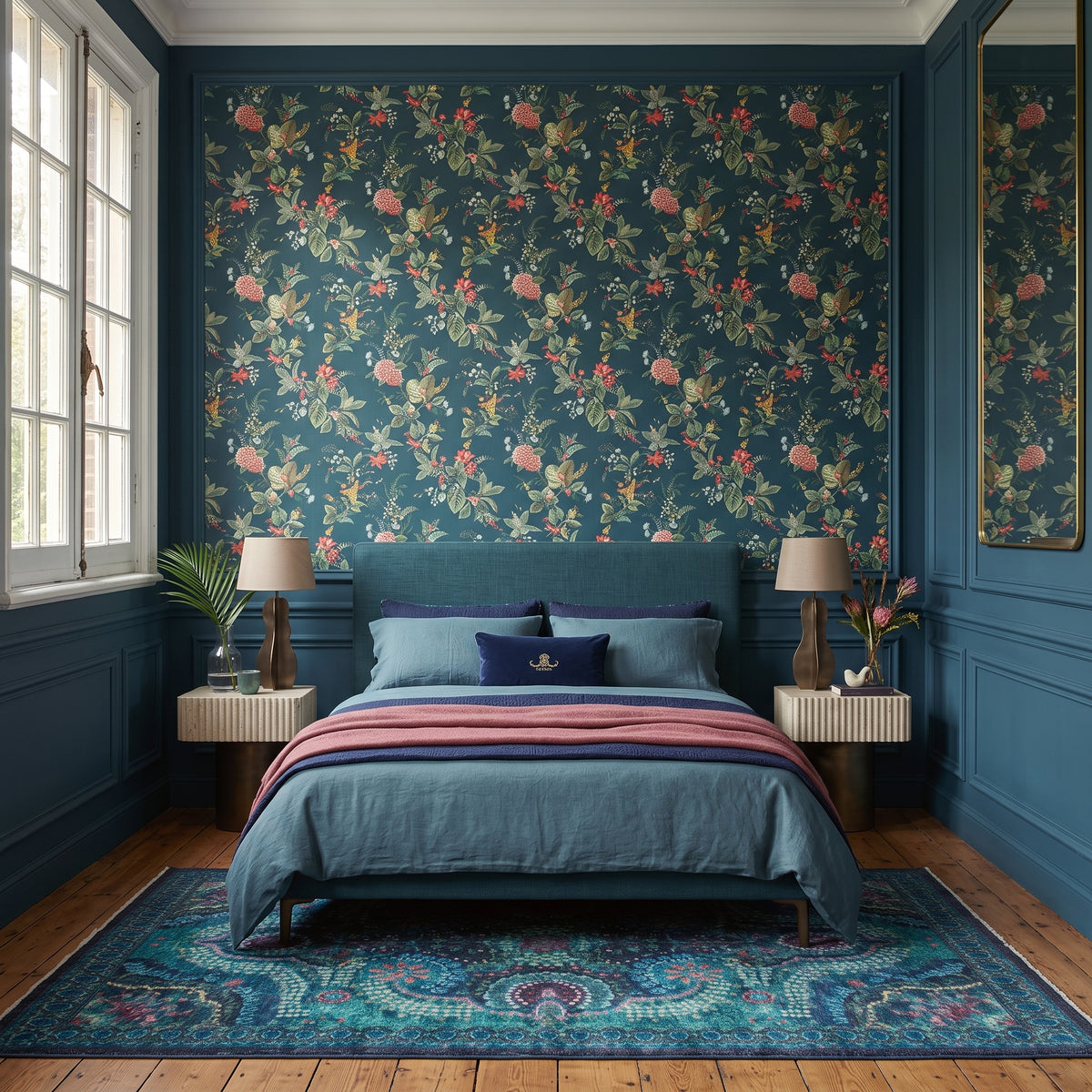 Papier peint Pip Studio Floris bleu
