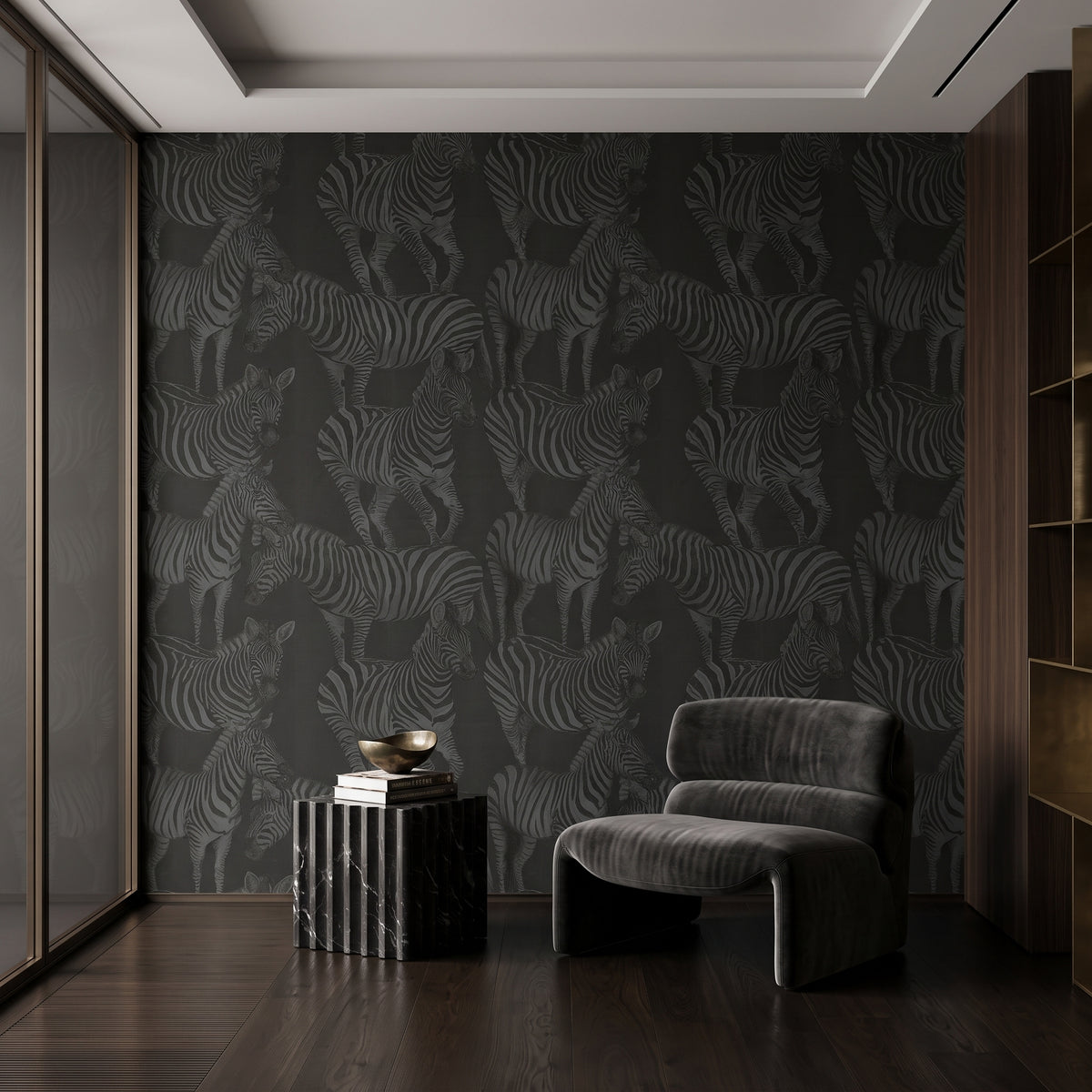 Papier peint Dolce Gabbana zèbres anthracite