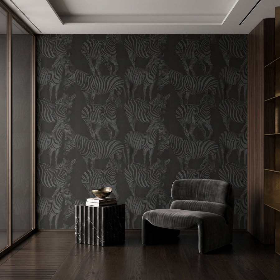 Papier peint Dolce Gabbana zèbres anthracite