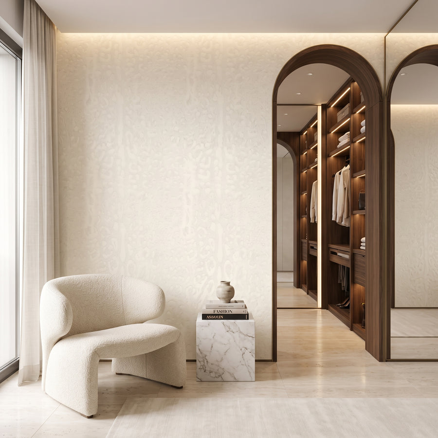 Papier peint Dolce Gabbana motif léopard blanc