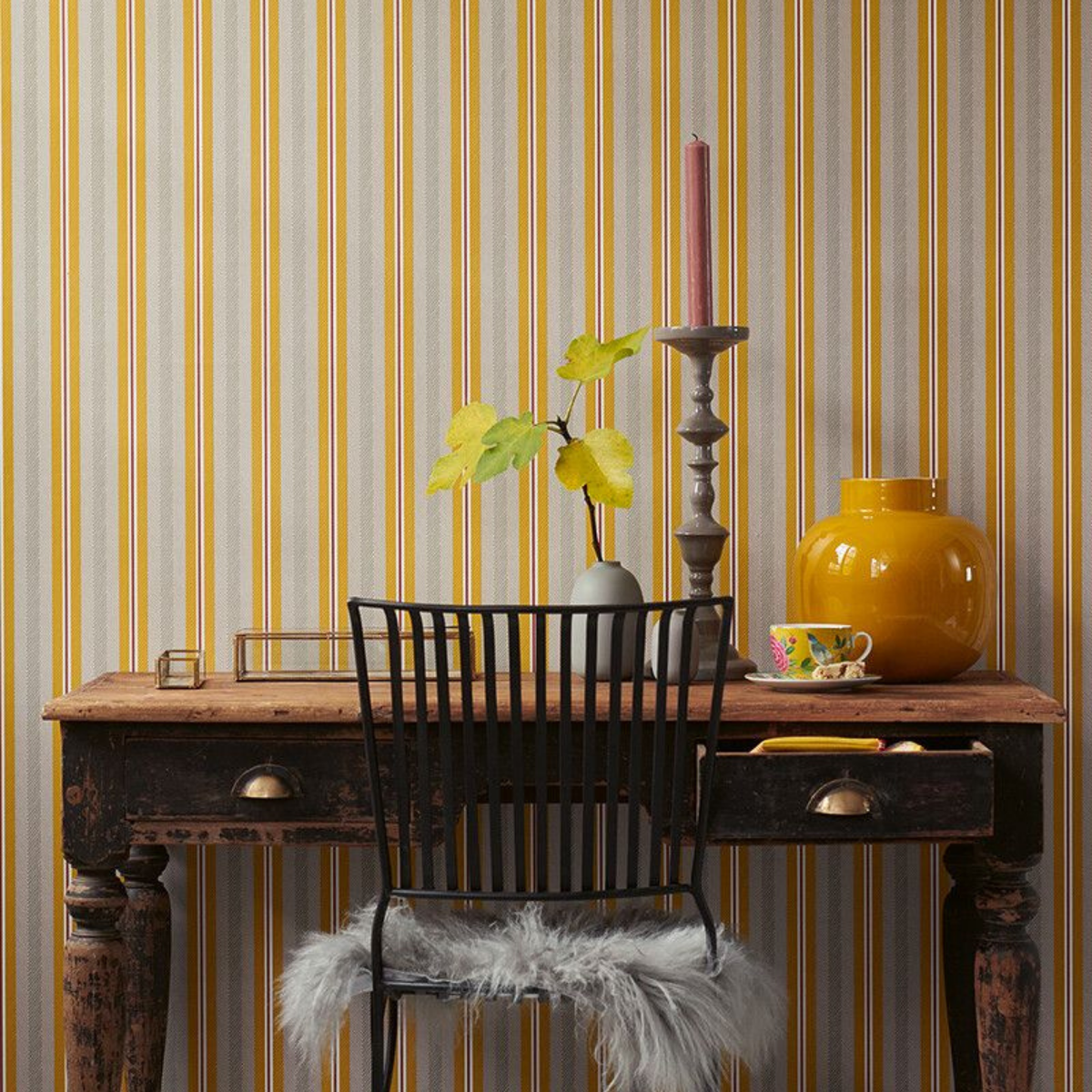 Papier peint Pip Studio Blurred Lines ocre caramel