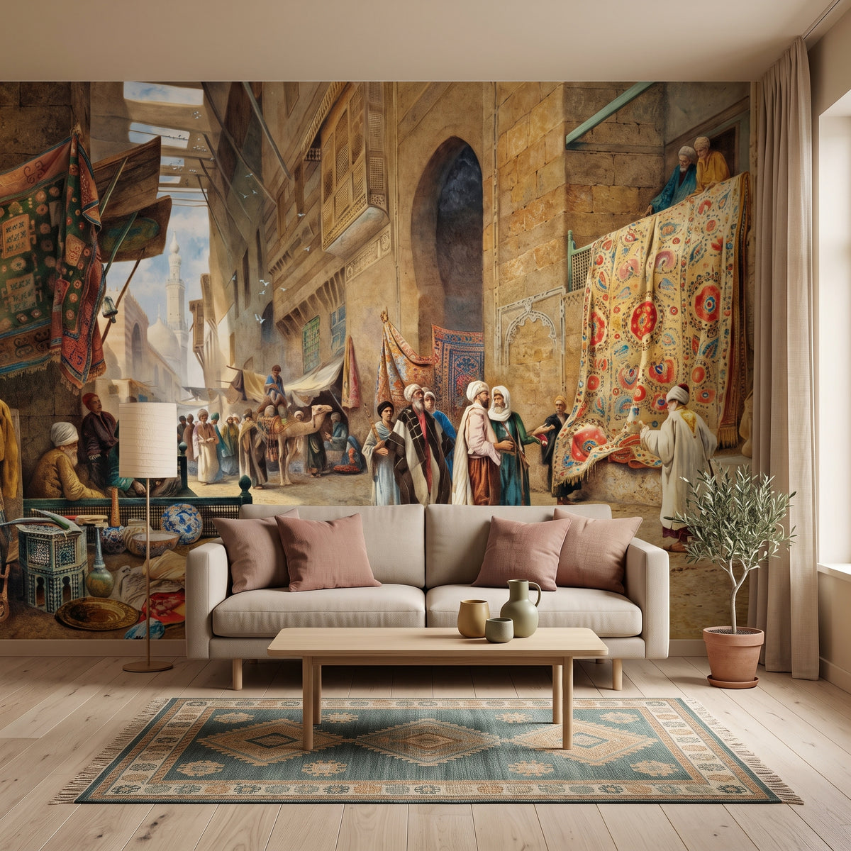 Papier peint bazar aux tapis oriental historique