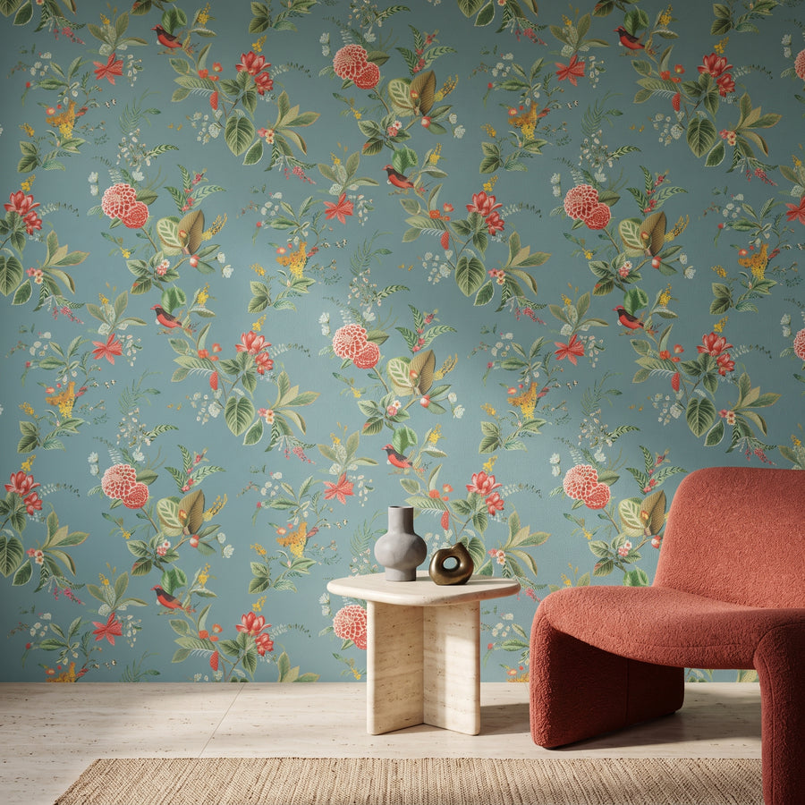 Papier peint Pip Studio botanique Florist bleu pétrole
