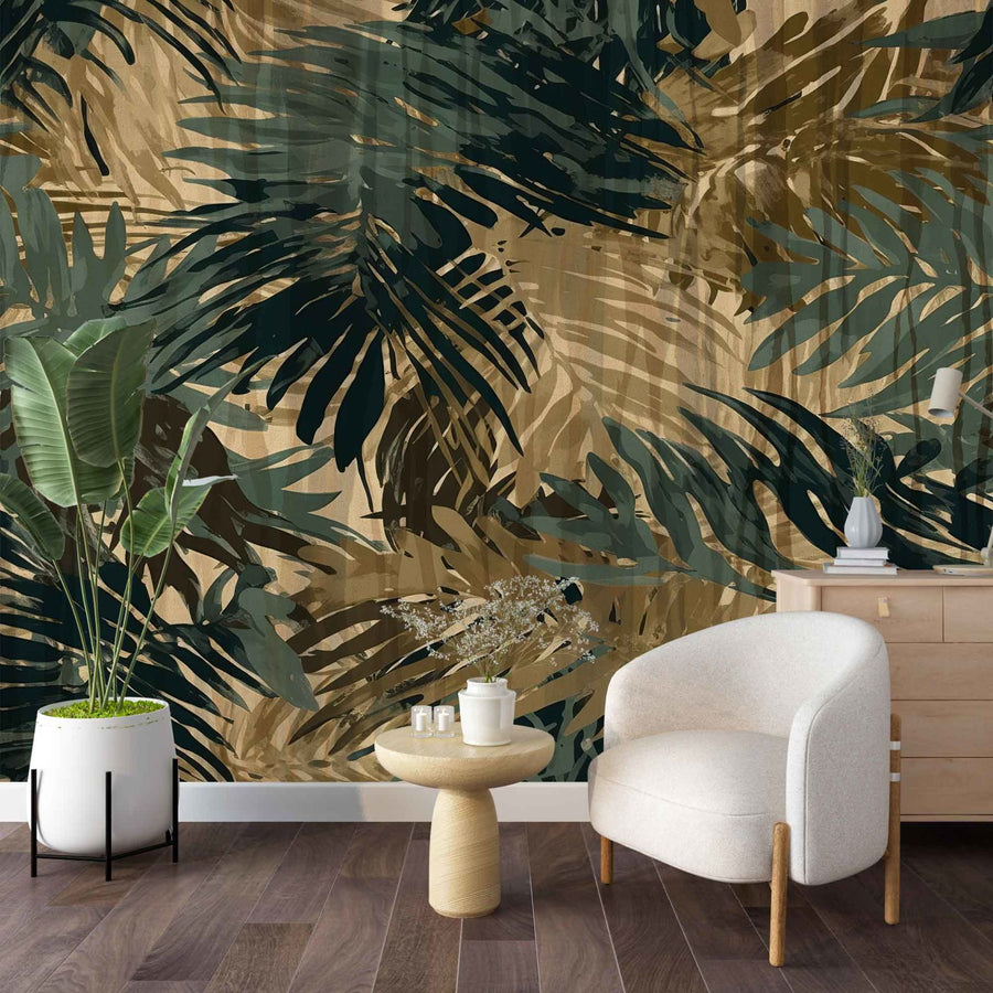 Papier peint feuilles tropicales