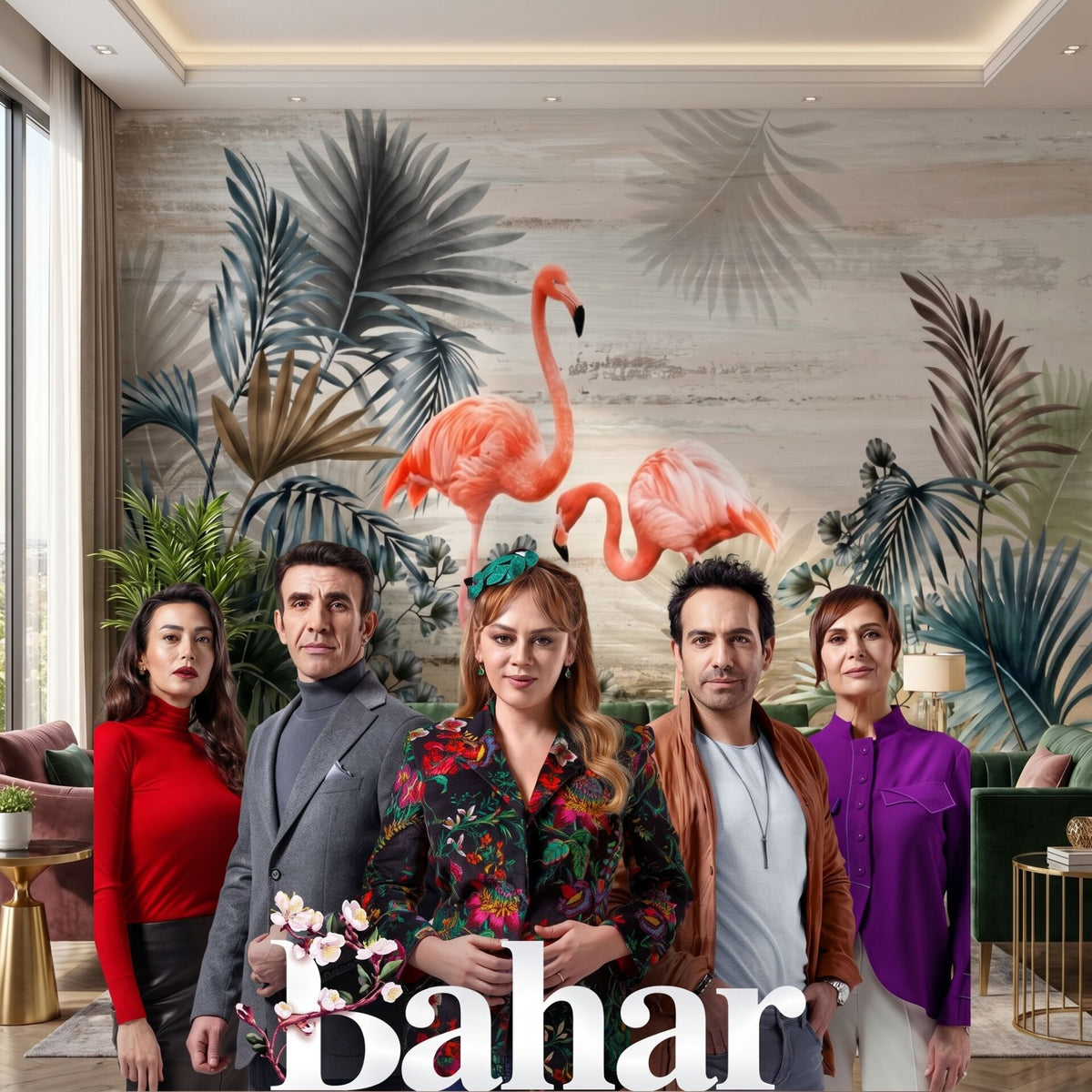 Papier peint pélicans pour salon, série Bahar