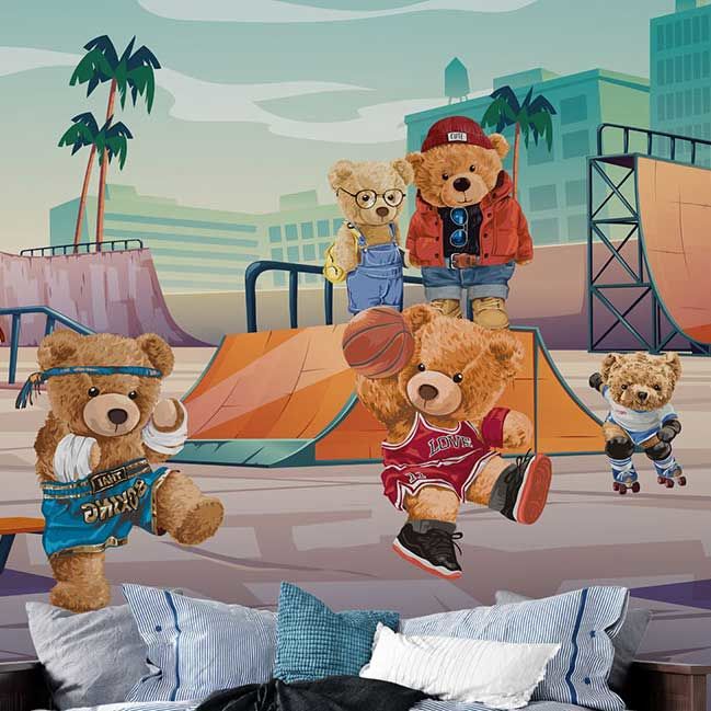 Papier peint Uva Teddy Bears sportifs