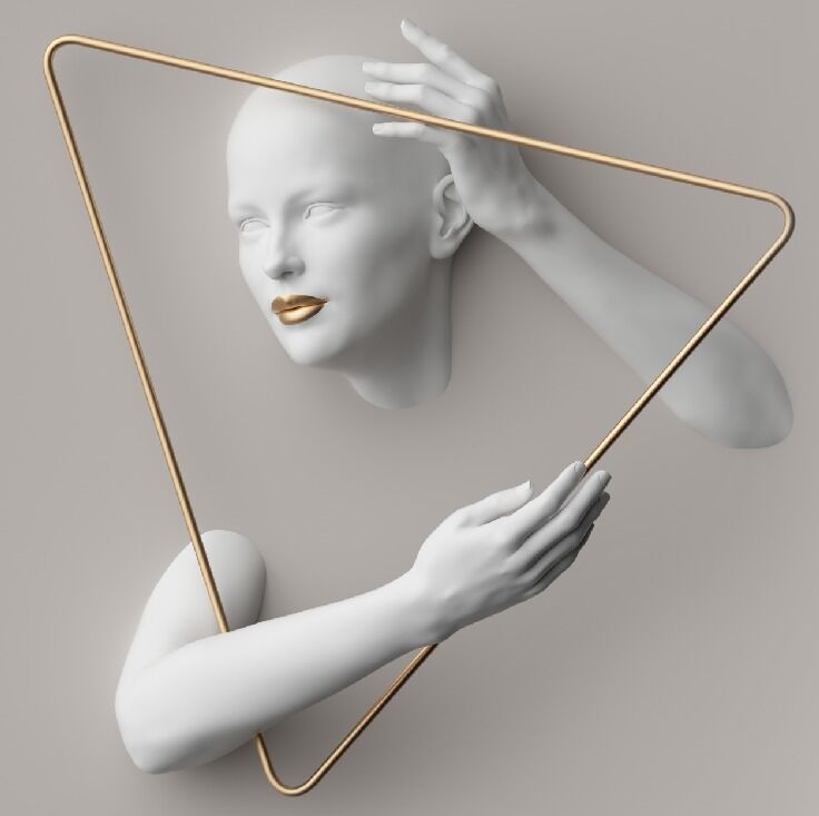 Papier peint minimal femmes dans des formes dorées