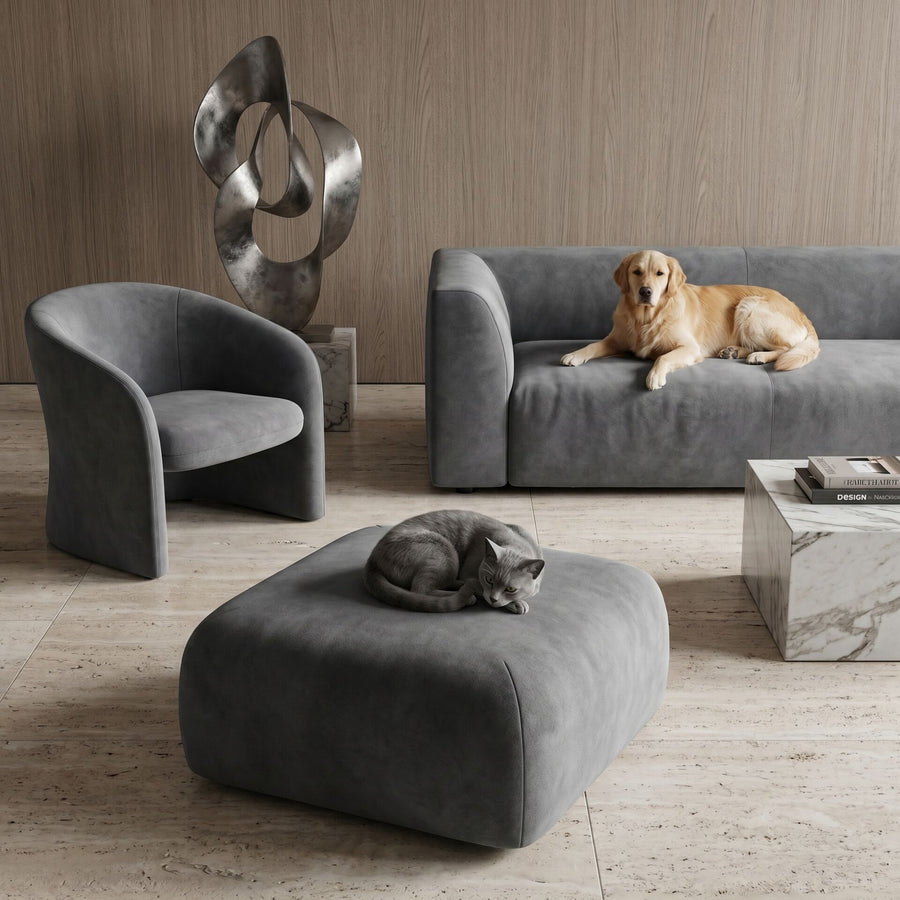 Tissu gris Azure adapté aux animaux de compagnie
