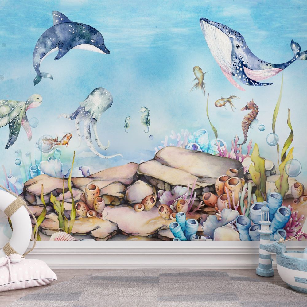 Papier peint animaux attendrissants sous la mer