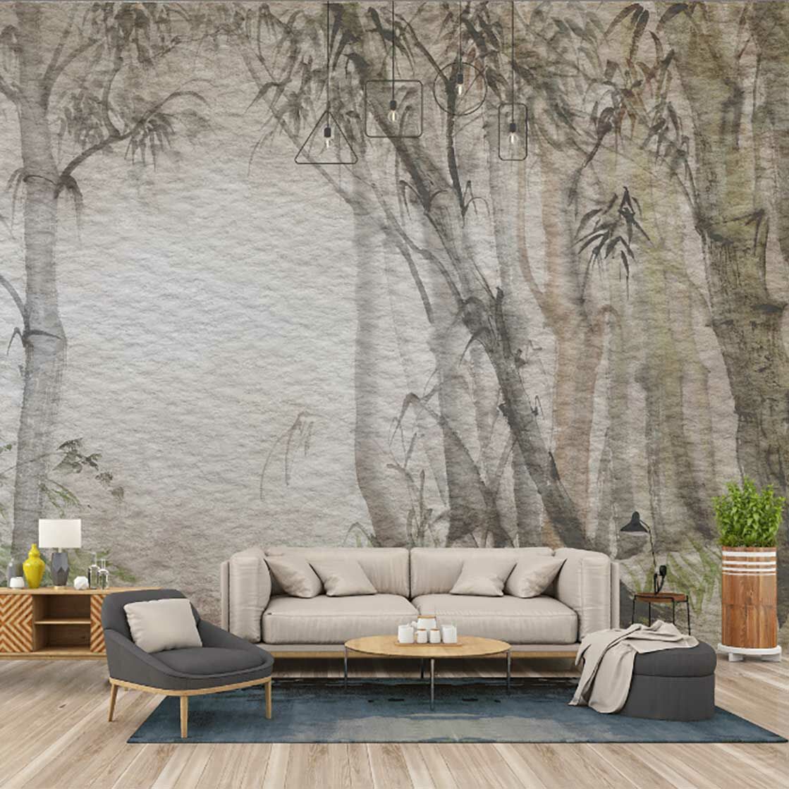 Papier peint forêt aux teintes d'automne