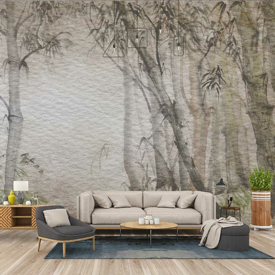 Papier peint forêt aux teintes d'automne
