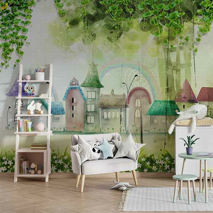 Papier peint Uva petit village parmi le lierre
