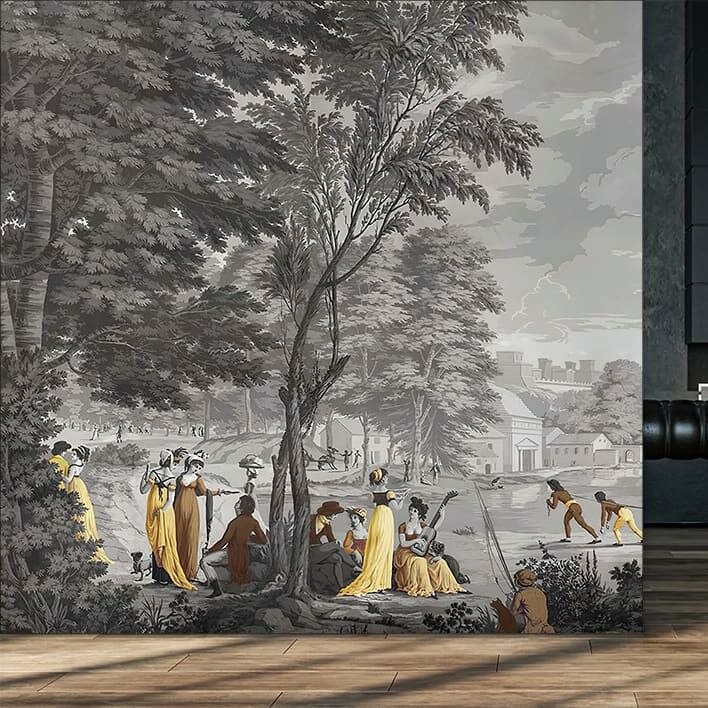 Papier peint historique femmes en jaune et marins