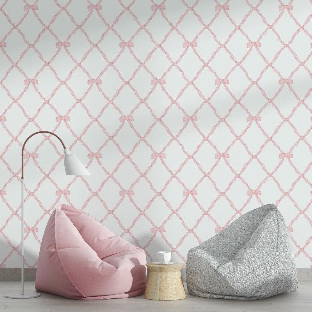 Papier peint nœuds roses