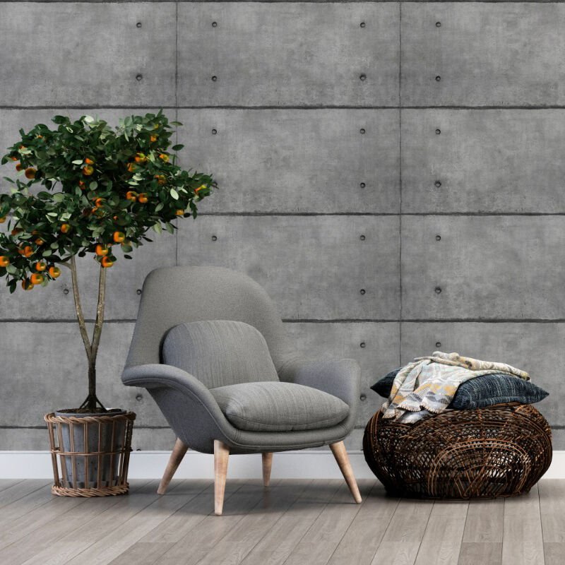 Papier peint création exclusive motif mur en béton