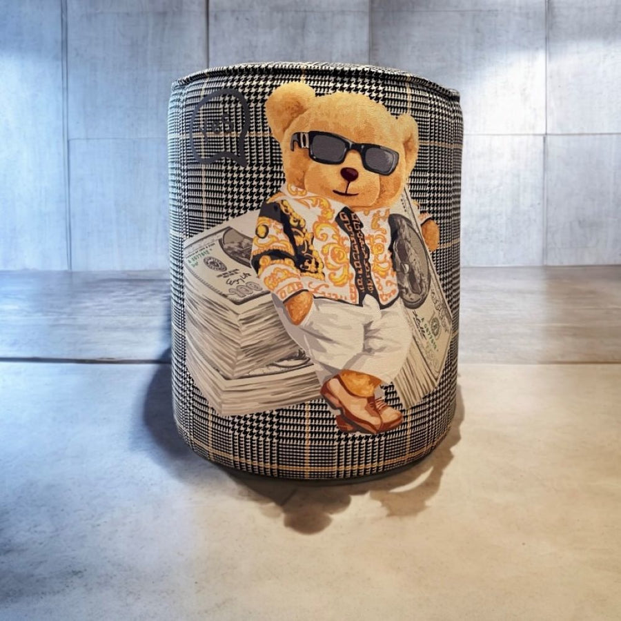 Pouf en tissu à carreaux Mr.Versace Dolar Teddy