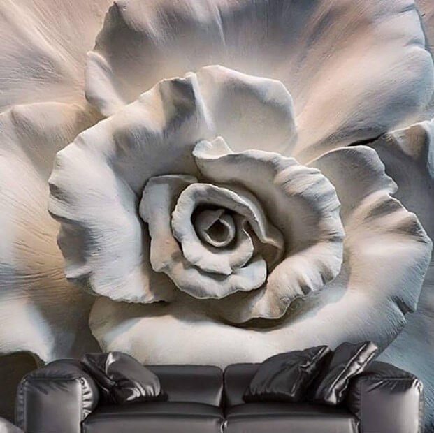 Papier peint rose blanche en relief