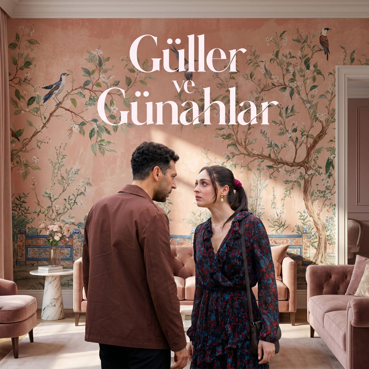 Papier peint chambre d'enfant rêves poudrés, série Güller ve Günahlar