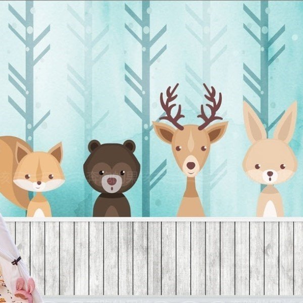 Papier peint enfant à motif d'animaux