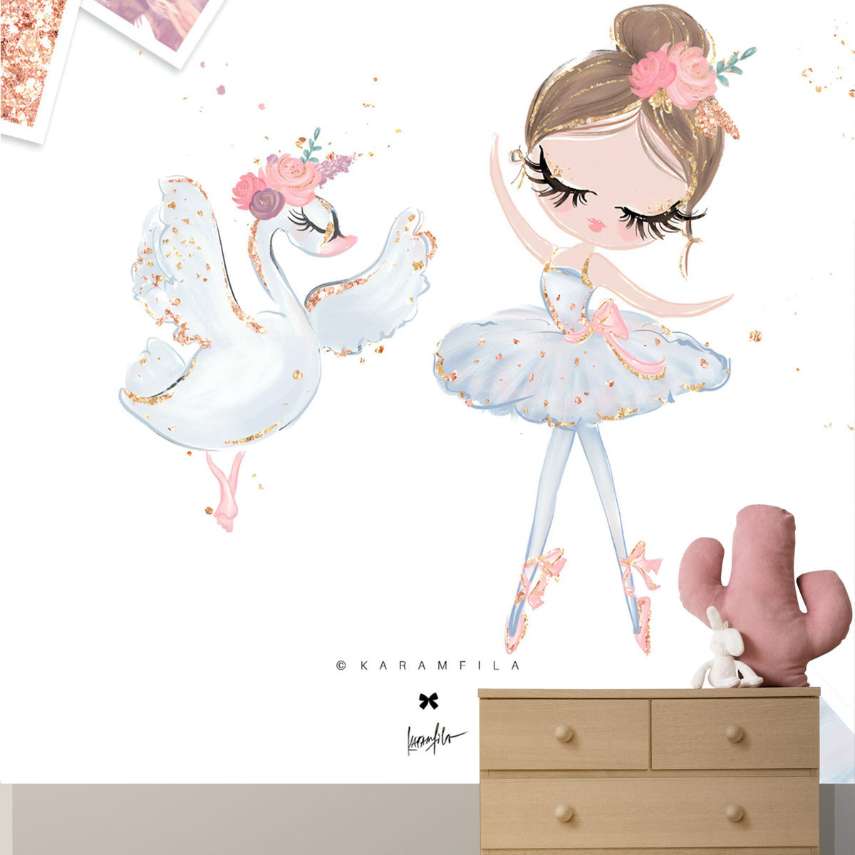 Papier peint Uva petite ballerine et cigogne