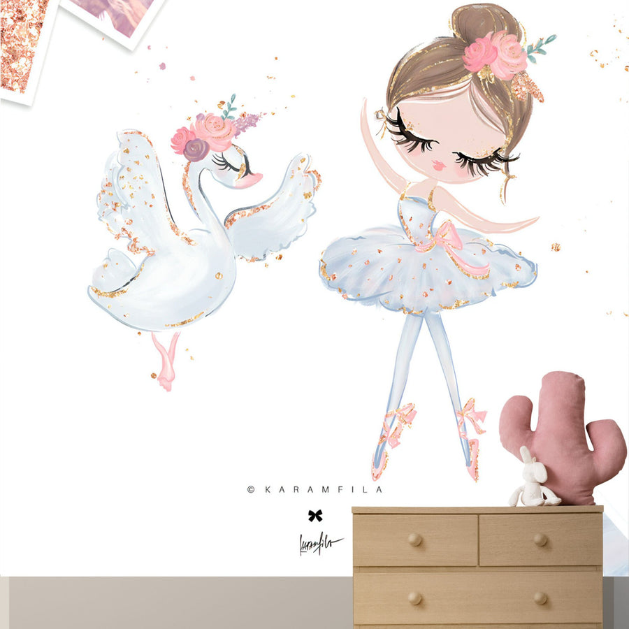 Papier peint Uva petite ballerine et cigogne