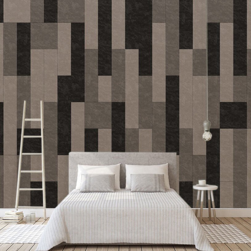 Papier peint dessins verticaux beige et gris