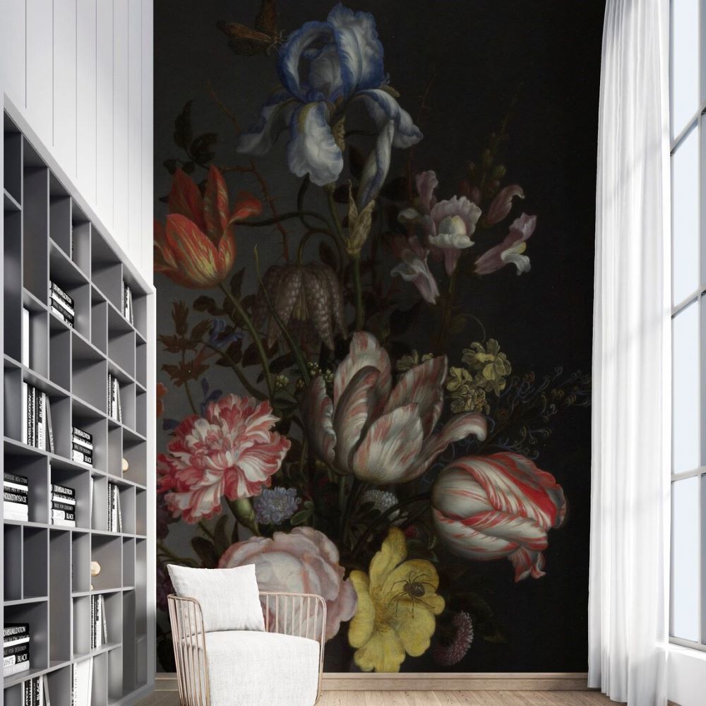 Papier peint bouquet de tulipes et de mimosas