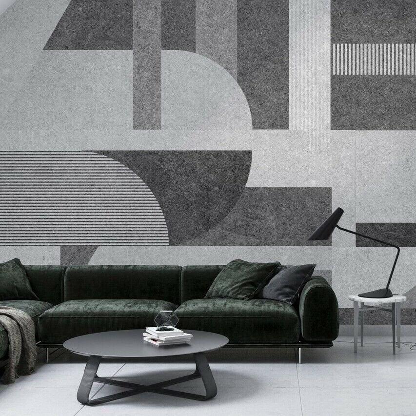 Papier peint abstrait aux tons de pierre anthracite