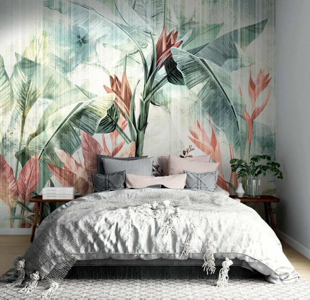 Papier peint plantes et arbres tropicaux colorés