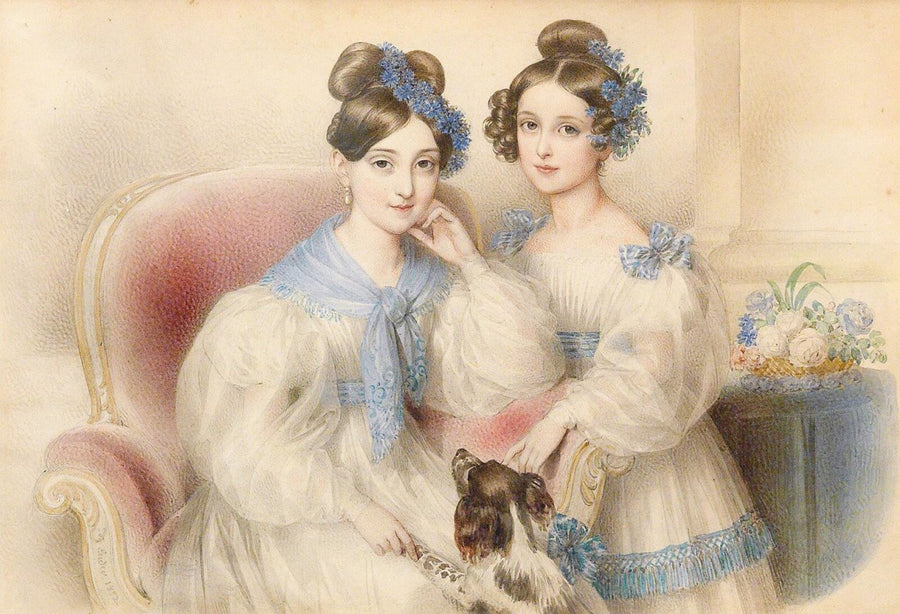 Papier peint mère et fille avec leurs chiens