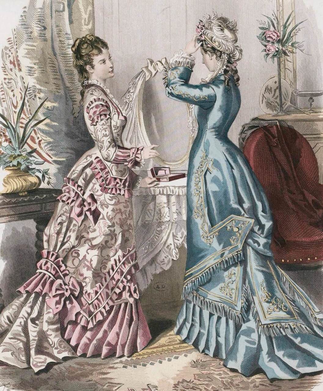 Papier peint Anglaise en robe bleue