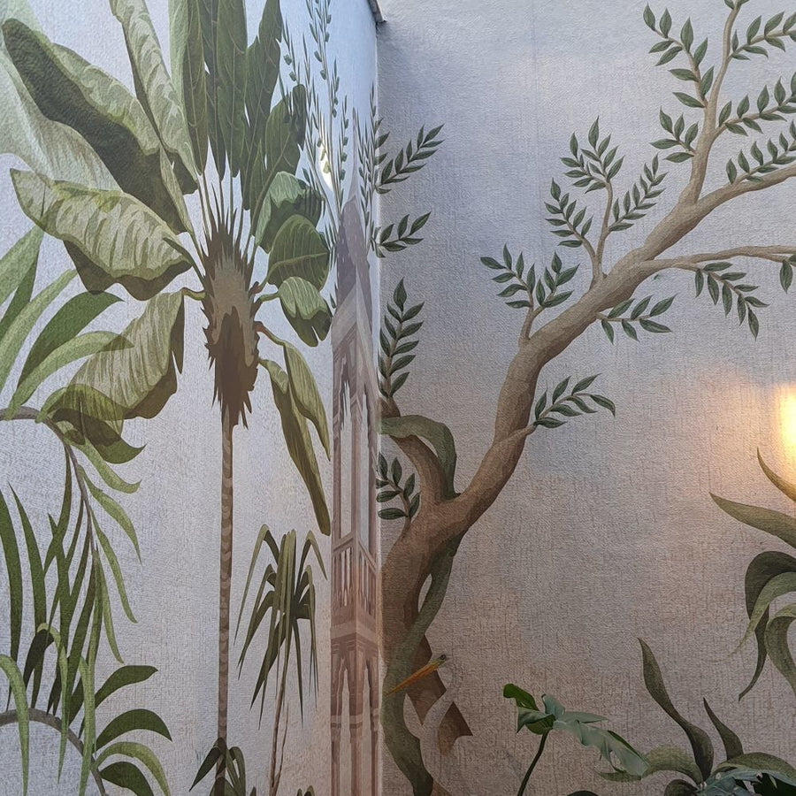 Papier peint extérieur forêt tropicale et animaux exotiques
