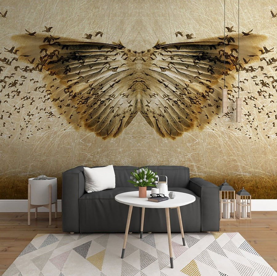 Papier peint reine papillon et ses petits